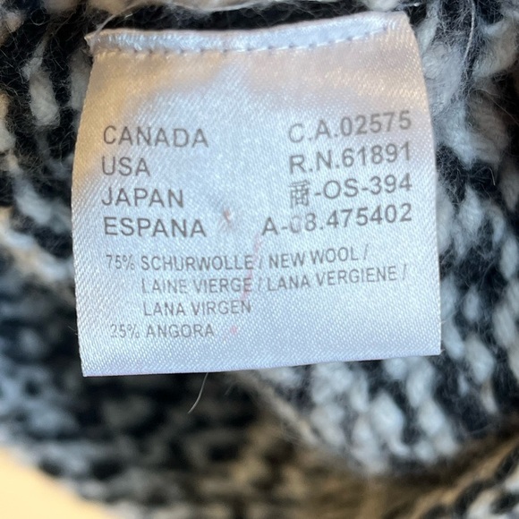 ESCADA SPORT Chunky Knit sweater LARGE Wool Angora Black & white V-neck - Picture 3 of 8